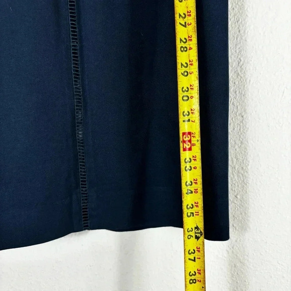 J. Crew Navy Blue Ladder Stitch Sheath Dress Bi-Stretch Cotton fully lined sz 0 - Picture 4 of 11